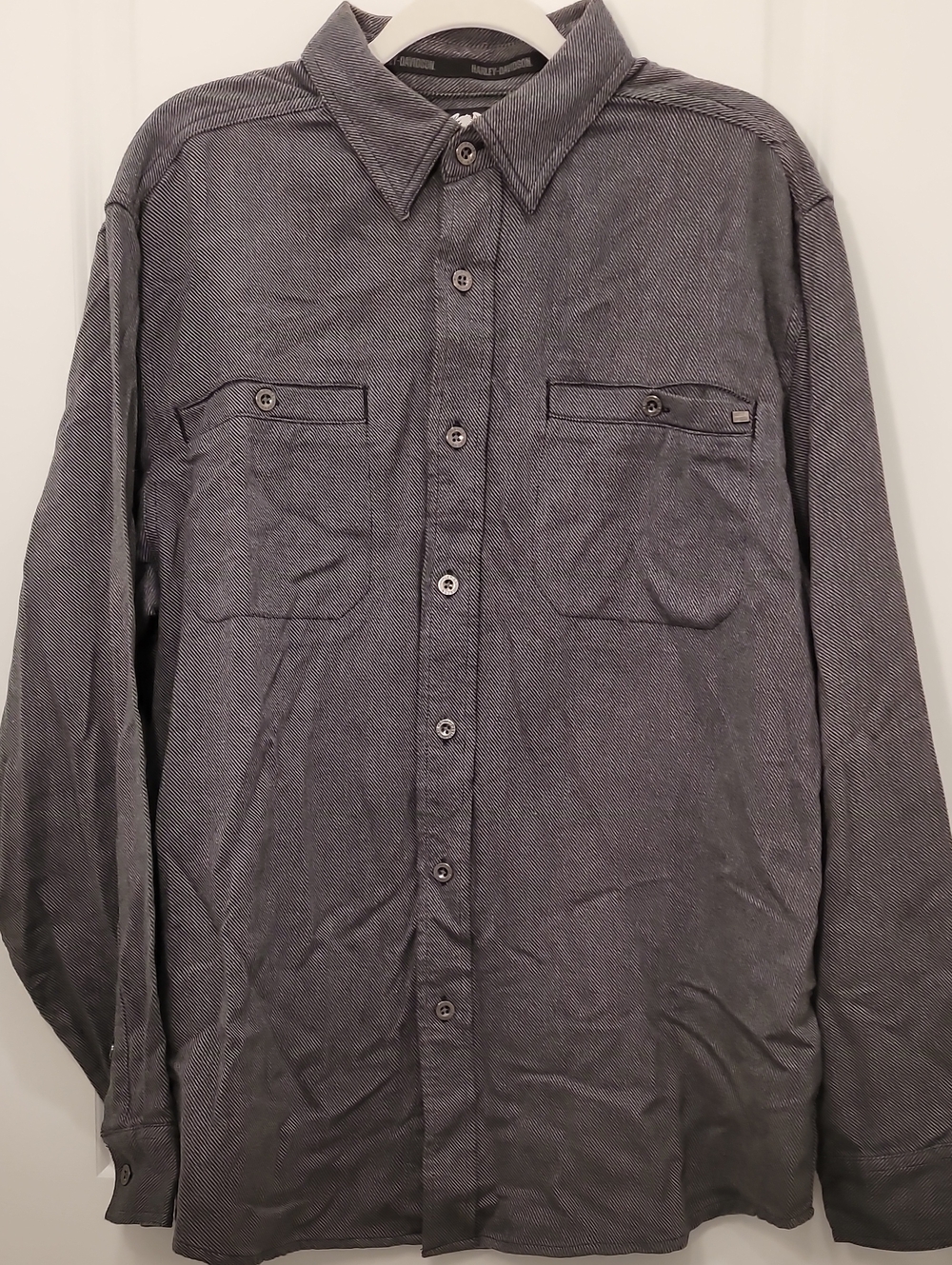 Harley-Davidson Men's Gray Long-Sleeve Button-Down Shirt